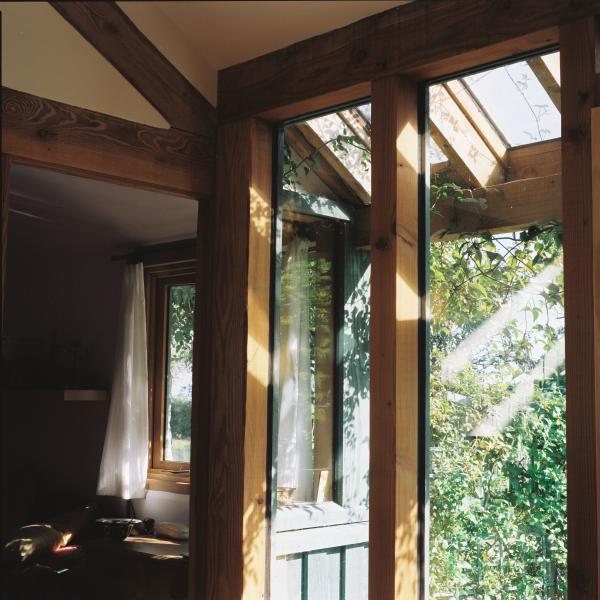 Simple direct glazed timber frame.