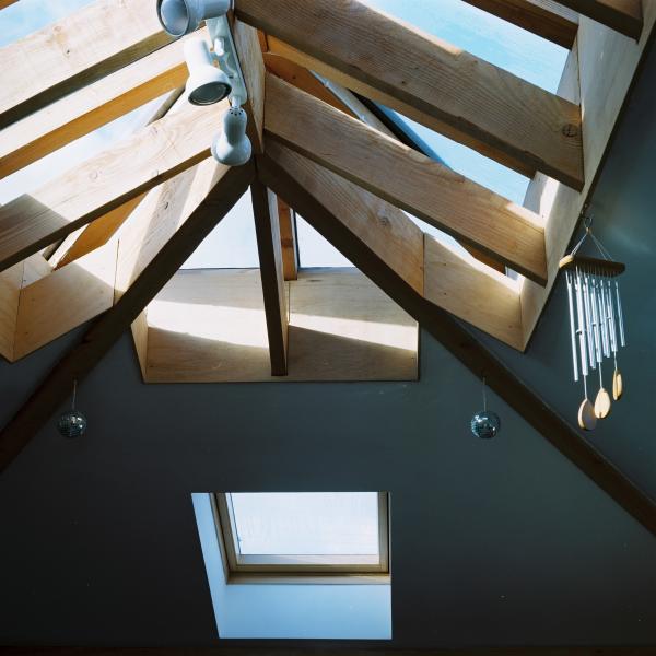 Timber framed pyramid glass rooflight.