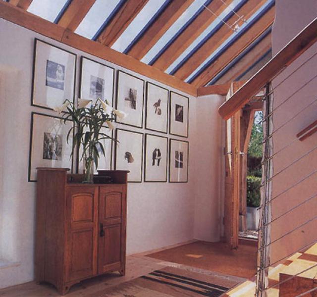 The hall in an oak framed house.