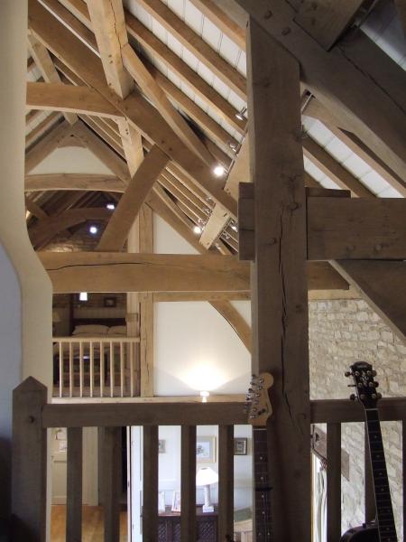 View accross the first floor of an oak barn conversion.