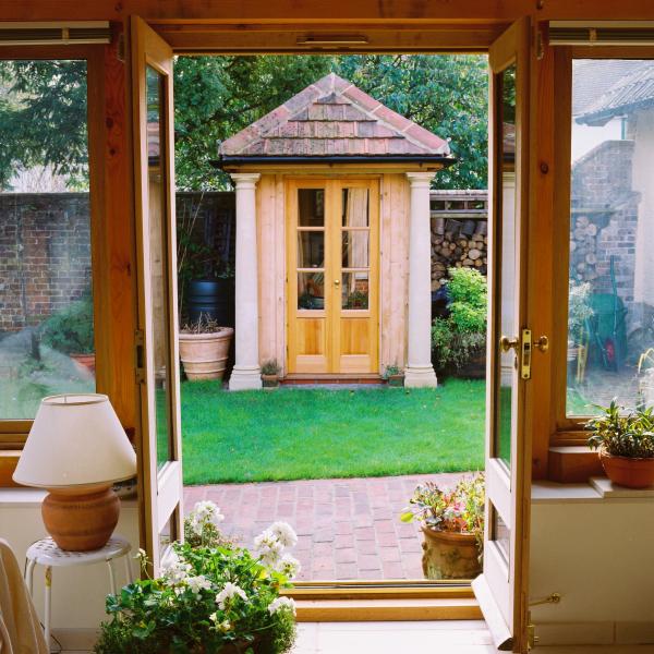 View from a garden room to another garden room.