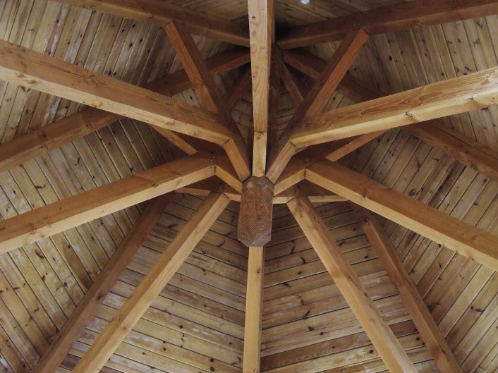 Spider-like Douglas fir roof.