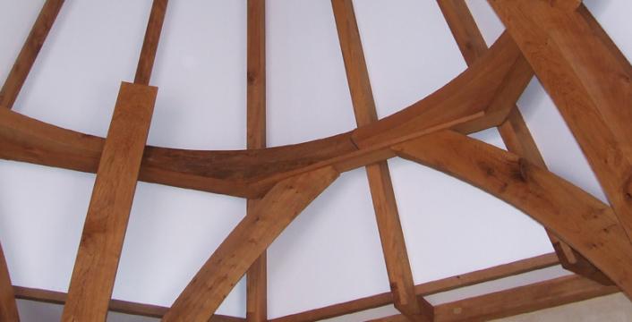 Handcut oak craftsmanship on the spire at Wells Cathedral.