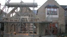 An oak frame after raising, but before the extension is finished.