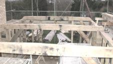 The construction of an oak frame, on site.