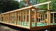 The construction of a Douglas fir framed restaurant.