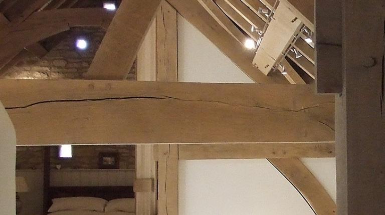 Oak timbers in a typical barn conversion.