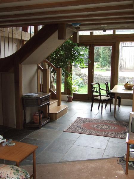 Downstairs in an oak framed extension.